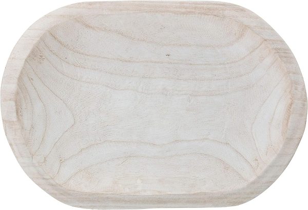wholesale direct bloomingville hand-carved paulownia wood bowl with whitewashed finish bulk purchase at factory prices
