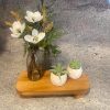 wholesale direct farmhouse wood tray rustic wooden pedestal 12 * 5.5 * 2 inches decorative wood riser for farmhouse kitchen counter bathroom room decor (brown) bulk purchase at factory prices