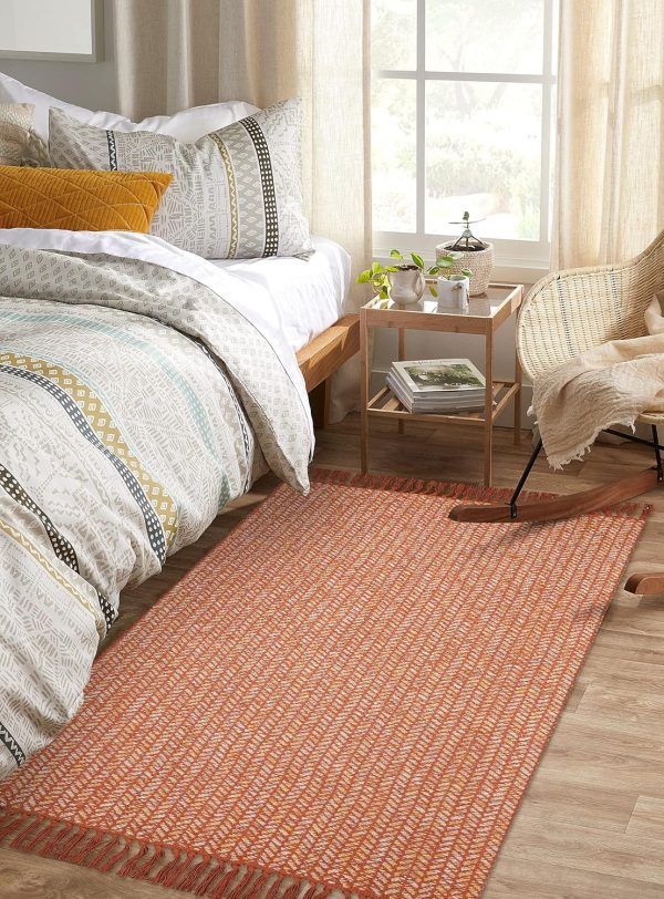 manufacturer direct lahome boho kitchen rug, 3x5 fall rugs for bedroom lightweight bathroom area rug woven indoor door mats for entryway with tassels, farmhouse throw rug non shedding floor carpet for office dorm trade price