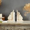 supplier direct 1 pair rustic distressed finish wood bookends, white bookends decorative unique, carved pattern farmhouse book ends for shelves, bookends for heavy books, wooden corbels for home room decor wholesale prices