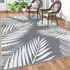 manufacturer direct genimo outdoor rug 5' x 8' waterproof for patios clearance, reversible plastic straw camping carpet, large area rugs mats for rv, picnic, backyard, deck, balcony, porch, beach, grey&white trade price