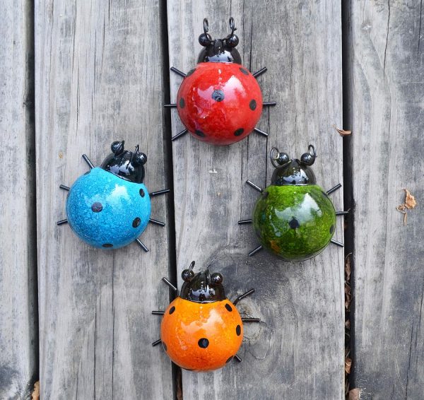 factory direct giftme 5 metal garden wall art decorative set of 4 cute ladybugs outdoor wall sculptures volume discount