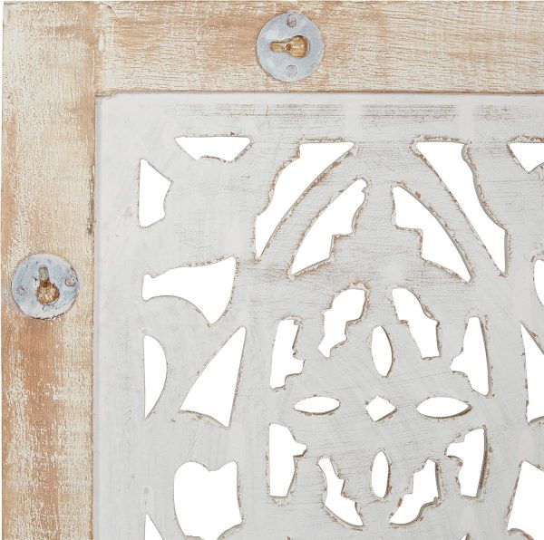bulk purchase deco 79 mango wood floral handmade home wall decor intricately carved arabesque wall sculpture, wall art 12" x 1" x 36", cream trade price