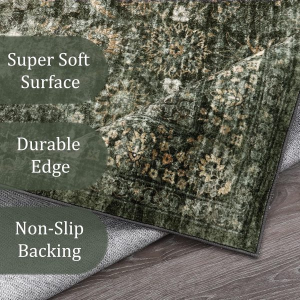 global sourcing morebes vintage dark green living room rug, 9x12 area rug large washable rugs for bedroom, soft dining room carpet non-slip non-shedding throw rug for farmhouse indoor kids playroom oem/odm services