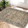 global sourcing 2x3 washable area rug brown vintage distressed entryway kitchen non slip low pile throw rug living room bedroom indoor doormat small soft carpet for entrance dining room bathroom oem/odm services