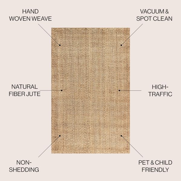manufacturer direct jonathan y nfr101a-8 espina hand woven herringbone chunky jute indoor area rug bohemian farmhouse easy cleaning bedroom kitchen living room non shedding, 8 x 10, natural color trade price