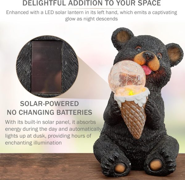 dropship from factory the roo - black bear solar light figurine - outdoor waterproof garden statue - animal garden decor light - solar lantern for outside - housewarming gifts - patio, yard, and lawn mass production supply