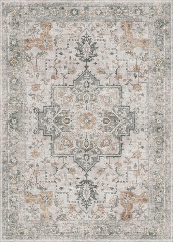 global sourcing genimo area rug 2x3 doormat, machine washable low pile rugs, small retro chenille entryway mat for entrance, hallway, kitchen and corridor, light taupe brown oem/odm services