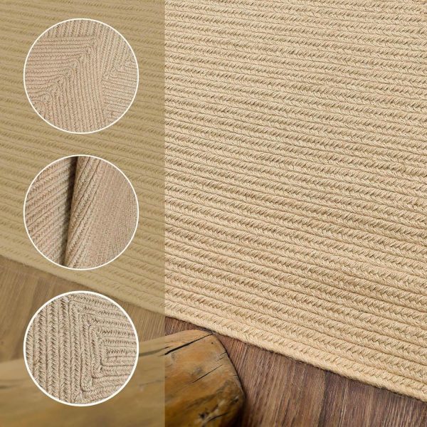 manufacturer direct 1.7x2.6 foot oval no shed jute rug natural fiber reversible collection chunky jute area rugs handmade bamboo entryway rug for high traffic areas in living room, bedroom kitchen outdoor trade price