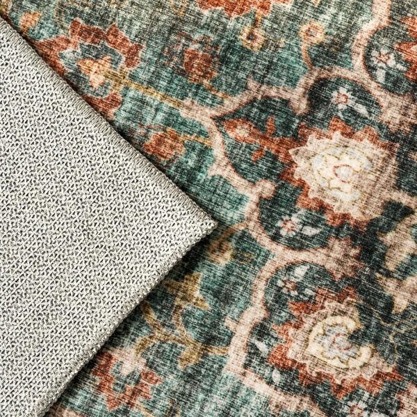 global sourcing washable oriental area rug - 2x3 rugs for living room soft carpet for bedroom waterproof floral distressed indoor stain resistant non-shedding floor carpets (green, 2x3) oem/odm services