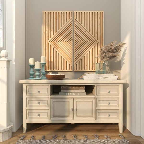 wholesale direct deco 79 wood living room decor tray distressed ottoman tray with blue stripes and jute handles, set of 2 serving tray 18", 15"w, white bulk purchase at factory prices