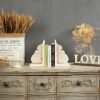 supplier direct 1 pair rustic distressed finish wood bookends, white bookends decorative unique, carved pattern farmhouse book ends for shelves, bookends for heavy books, wooden corbels for home room decor wholesale prices