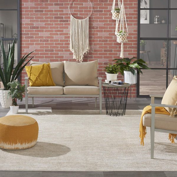 manufacturer direct nourison essentials indoor/outdoor ivory beige 7' x 10' area rug, easy cleaning, non shedding, bed room, living room, dining room, backyard, deck, patio (7x10) trade price