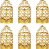 custom wholesale 6 pcs small metal tealight hanging birdcage lantern, vintage decorative centerpieces of wedding, party, gold oem/odm services