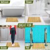 manufacturer direct serenelife bamboo bath mat floor rug - waterproof and weather resistant natural wood bathroom shower foot carpet with multi-panel strip foldable roll up non slip fabric for indoor use - slfbmt20 trade price