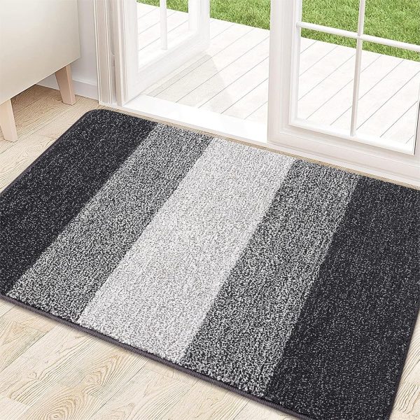 global sourcing kitinjoy indoor door mat, 32x20 non-slip absorbent dirt trapper entrance mat, low-profile washable inside floor mat, sturdy soft entry doormats for entryway, grey oem/odm services