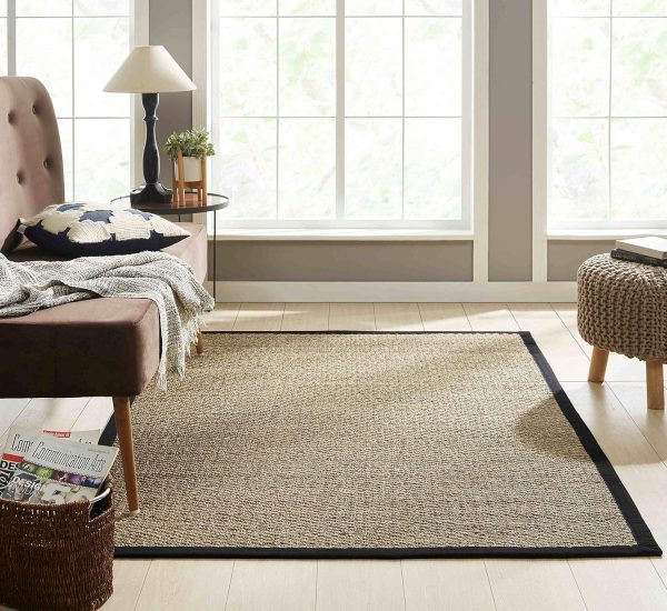 manufacturer direct chesapeake seagrass area rug with black border (5'x7') trade price