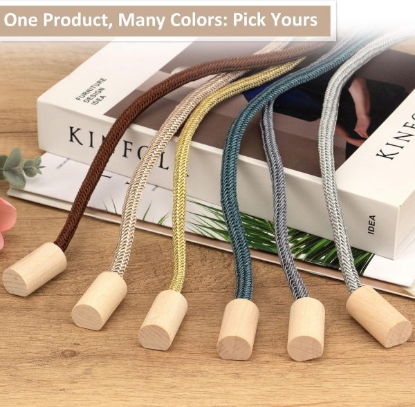 bulk purchase wooden magnetic curtain tiebacks 4 pcak, curtain tie backs for curtain holders for wall, curtain pull backs, curtain ties for drapes dark grey factory discount