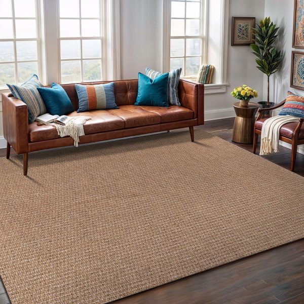 manufacturer direct easy jute rug 5x7, indoor outdoor natural color farmhouse area rugs for living room, kitchen rug high traffic area, washable easy to clean solid boho woven design outside carpet trade price