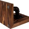 supplier direct mygift rustic brown wood bookends with realistic industrial pipe design, decorative office bookends shelf decor desk book holder l-shaped stand, 1-pair wholesale prices