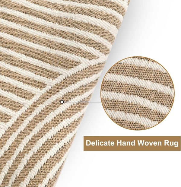 global sourcing tiffasea cotton reversible area rug, 2’x3', tan, machine washable, indoor outdoor, modern geometric pattern, perfect for high-traffic areas oem/odm services