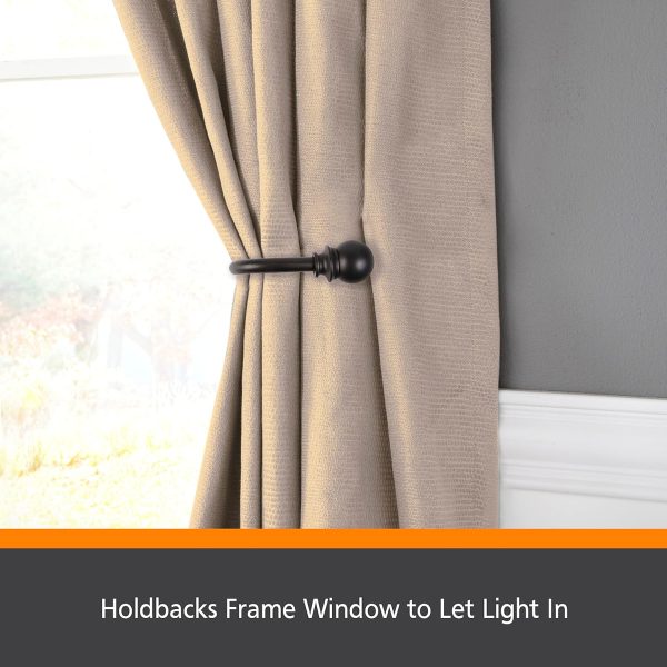 bulk purchase kenney fast fit easy install dryden 5/8' decorative curtain holdbacks, matte black factory discount
