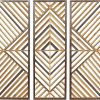 bulk purchase deco 79 wood geometric home wall decor slatted wood design wall sculpture, set of 3 wall art 12"w, 35"h, brown trade price