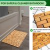 manufacturer direct zpirates natural bamboo wood bath mat - large, [34x18 inches lxw] foldable bathmat, accessories and decor for bathroom, sauna, spa, tub, or door area - multi-purpose home essentials trade price
