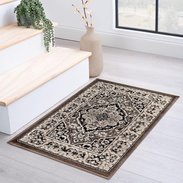 global sourcing superior indoor area rug, jute backed, traditional oriental medallion, perfect for hallway, entryway, living room, bedroom, office, kitchen, glendale collection, 2' x 3', brown oem/odm services
