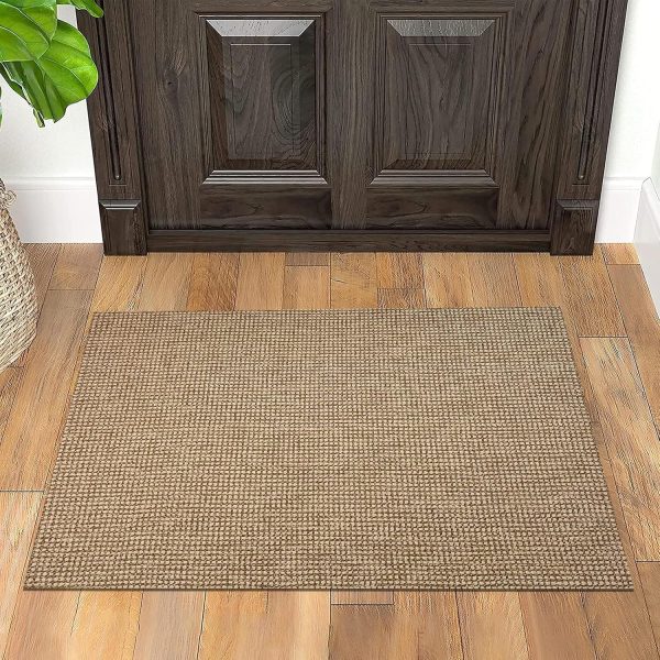global sourcing iohouze small area rug 2'x3' washable boho rugs for entryway rubber backing kitchen rugs indoor outdoor doormat throw rug floor carpet for entrance kitchen bathroom, tan/brown oem/odm services