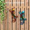 factory direct hongland metal gecko wall art 2 pack 15 inch lizard outdoor decor hanging glass sculpture decoration for garden fence home volume discount