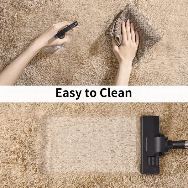 global sourcing soft runner rugs for bedroom hallways, 2x6 beige fluffy shag throw area rug non slip for bedside dorm, long shaggy furry carpet for nursery living room oem/odm services
