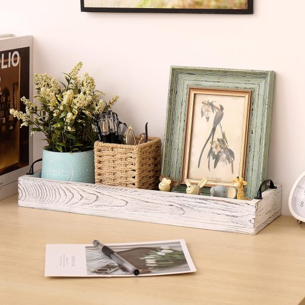 wholesale direct rustic wooden serving trays rectangular with handle,ottoman tray for living room 16 inch long for serving wine(whitewashed) bulk purchase at factory prices