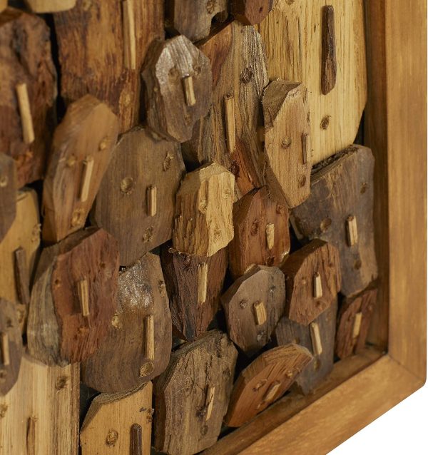 bulk purchase deco 79 teak wood abstract handmade home wall decor carved faces wall sculpture, wall art 14" x 1" x 31", brown trade price