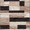 manufacturer direct superior indoor area rug, jute backed, modern geometric patchwork floor decor for bedroom, office, living room, entryway, hardwood floors, rockwood collection, 3' x 5', chocolate trade price
