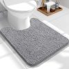 global sourcing olanly toilet rugs u-shaped 24x20, extra soft absorbent chenille contour bathroom rugs for toilet, dry quickly, machine washable, non-slip toilet bath mat, grey oem/odm services