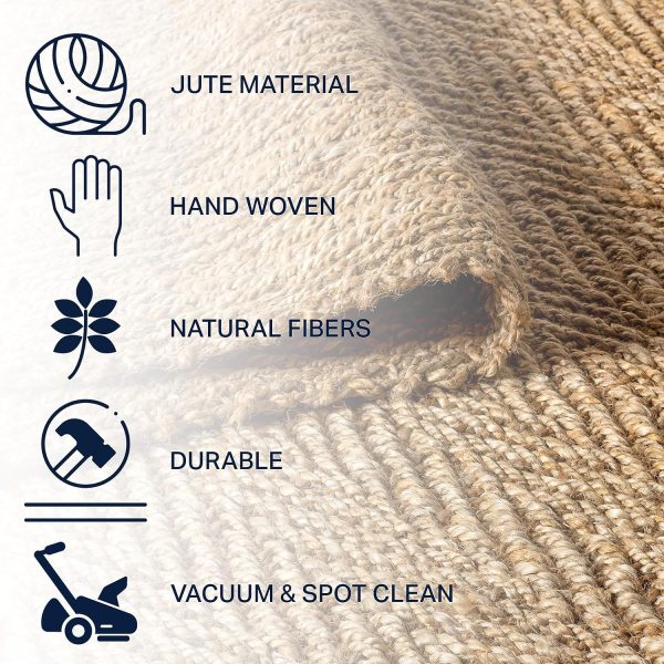 manufacturer direct jonathan y nfr101a-8 espina hand woven herringbone chunky jute indoor area rug bohemian farmhouse easy cleaning bedroom kitchen living room non shedding, 8 x 10, natural color trade price