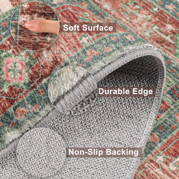 global sourcing washable area rug, 2x3 small entryway rug non-slip boho vintage rug with rubber backing, low pile faux wool soft distressed rug floor carpet for indoor door mat, kitchen, laundry bathroom oem/odm services