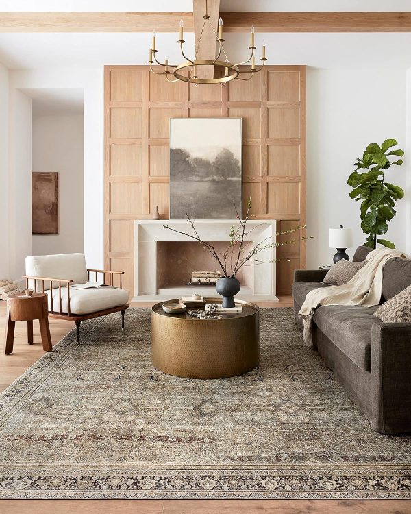 global sourcing loloi layla 9'-0" x 12'-0" area rug in olive/charcoal - thick area rug, soft area rug with, vintage inspired distressed design, low pile, non-shedding, easy clean, durable living room rug oem/odm services