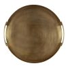 wholesale direct kate and laurel myo transitional metal round tray, 15 x 15, brass, modern glam circular decorative serving tray with handles for storage, display, and decor bulk purchase at factory prices