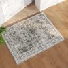 global sourcing 2x3 rug washable boho rug soft small area rug non-slip non-shedding faux wool vintage rug for door mat, kitchen, floor, entryway, powder room (grey and brown) oem/odm services