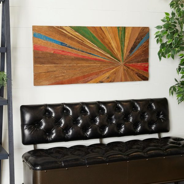 bulk purchase deco 79 teak wood starburst handmade home wall decor radial wall sculpture, wall art 39" x 1" x 18", brown trade price