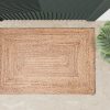 manufacturer direct hausattire hand woven jute braided rug, 2'x3' – natural, reversible boho entry area rugs for kitchen, living room i farmhouse indoor outdoor decorative floor rug, 24x36 inches trade price