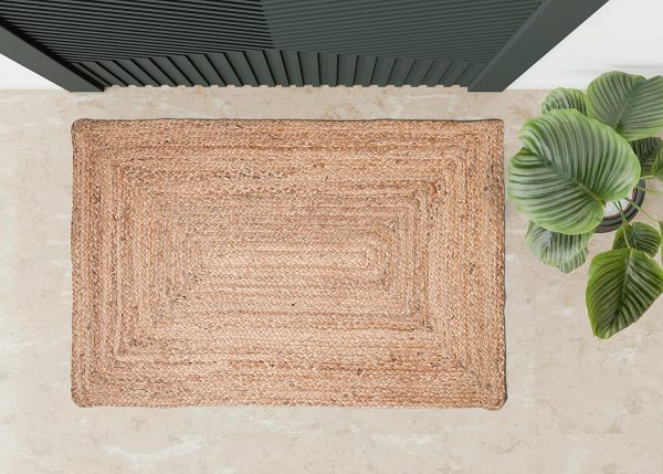 manufacturer direct hausattire hand woven jute braided rug, 2'x3' – natural, reversible boho entry area rugs for kitchen, living room i farmhouse indoor outdoor decorative floor rug, 24x36 inches trade price
