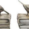 supplier direct mygift vintage white resin decorative bookends for heavy books with bird and book design, 1 pair wholesale prices