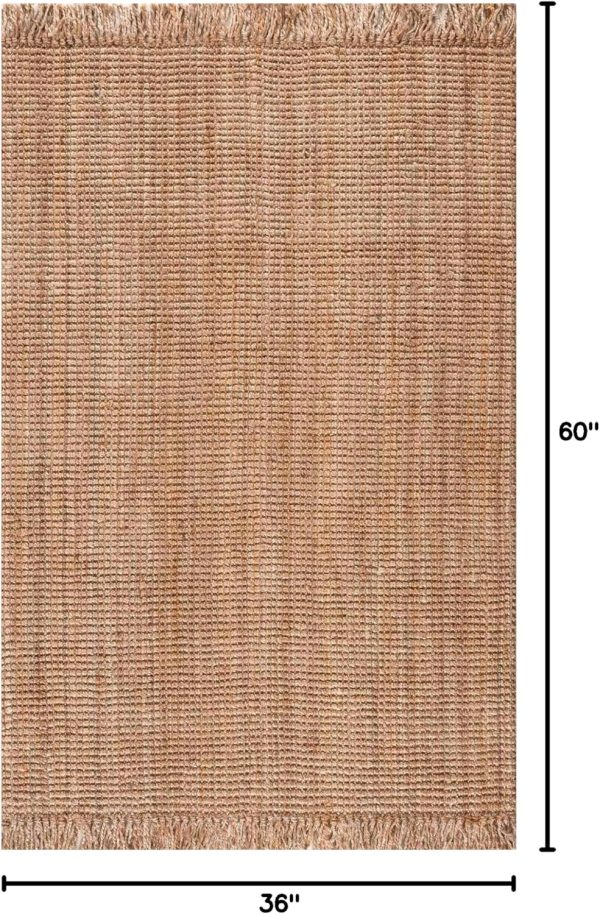manufacturer direct hauteloom moncton sea grass jute rug - natural fiber area rug - natural fringe tassel - rattan wicker look carpet - brown - 3' x 5' trade price