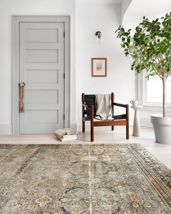 global sourcing loloi layla 9'-0" x 12'-0" area rug in olive/charcoal - thick area rug, soft area rug with, vintage inspired distressed design, low pile, non-shedding, easy clean, durable living room rug oem/odm services