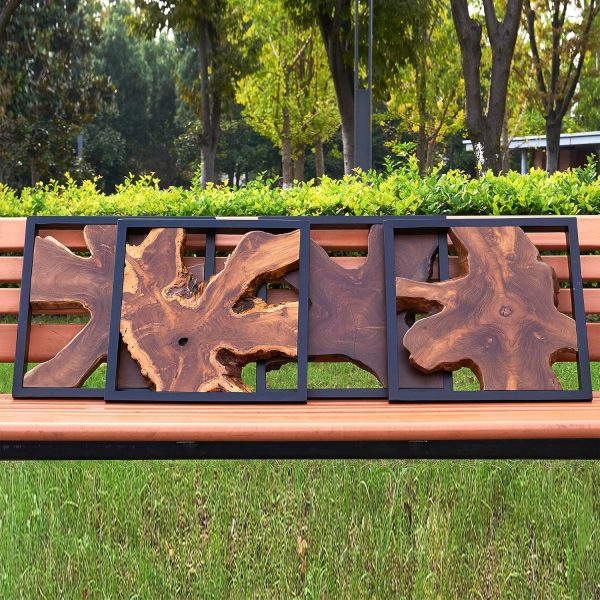 bulk purchase warmaxx rustic teak wood wall decor 17''x17 farmhouse live edge wall art decoration for home living room bedroom office handcrafted square wooden flower design wall décor trade price