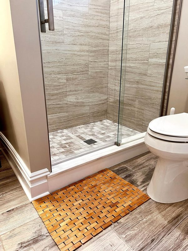 manufacturer direct mind reader bath mat, shower mat, bathtub mat, bathroom accessory, wood, rayon from bamboo, 23.5"l x 16.5"w x 0.4"h, brown trade price