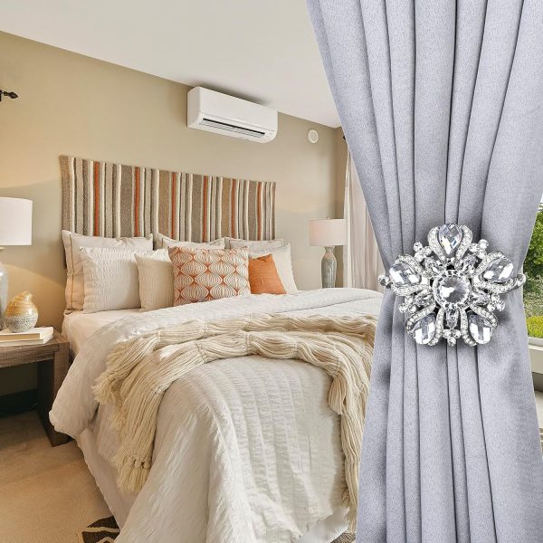 bulk purchase suq i ome luxury big crystal magnetic curtain tieback and holdback flower curtain clips buckle curtain holder for home office decoration (silver a,2pcs) factory discount